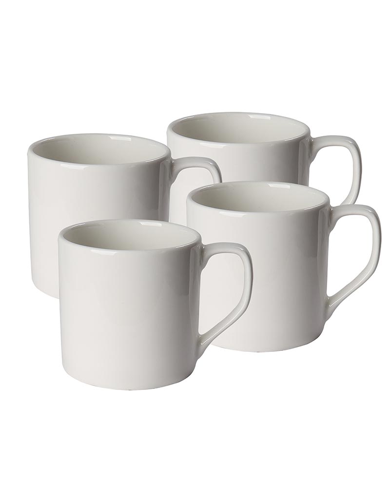 Retro Morning Tea, Coffee, Expresso Mug, 300 ml, White Porcelain, Diana, Set of 4