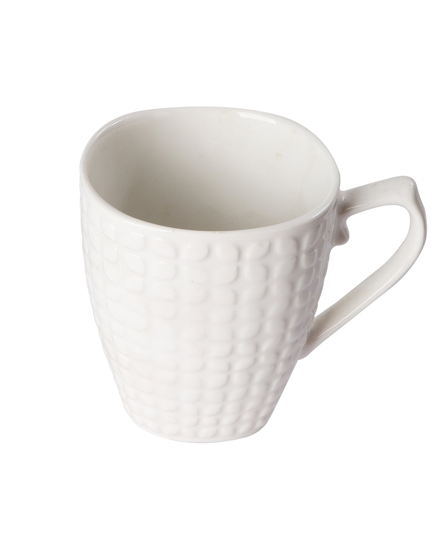 Premium Porcelain Mug with Large Handle for Coffee Tea Cocoa Soup, Ceramic, Dishwasher & Microwave Safe, Dotted Expresso, White, set of 4