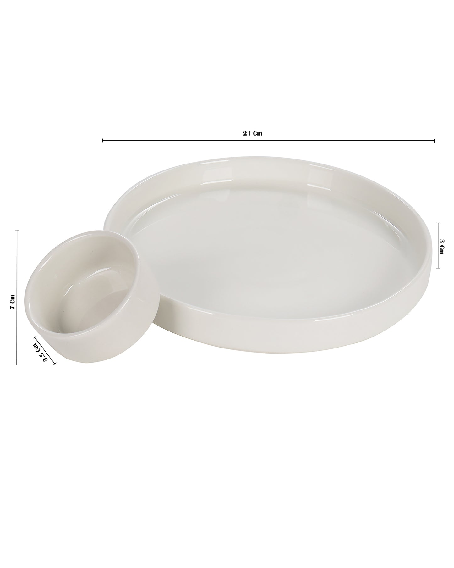 Porcelain Classic Serving Platter, White, Moon with Dip Bowl, Fries, Chips, Snacks serving