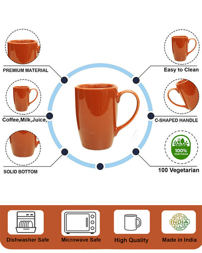 Prime Morning Tea Coffee Cappuccino  Milk Mug, 300 ml, Set of 4