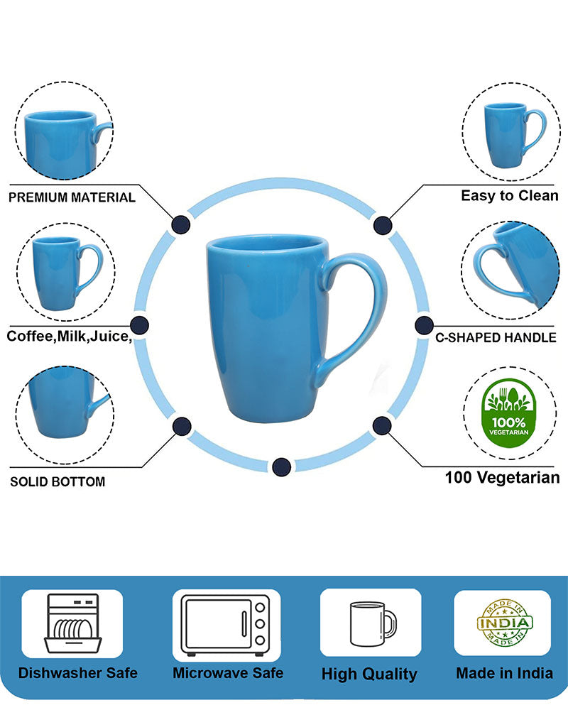 Prime Morning Tea Coffee Cappuccino  Milk Mug, 300 ml, Set of 4