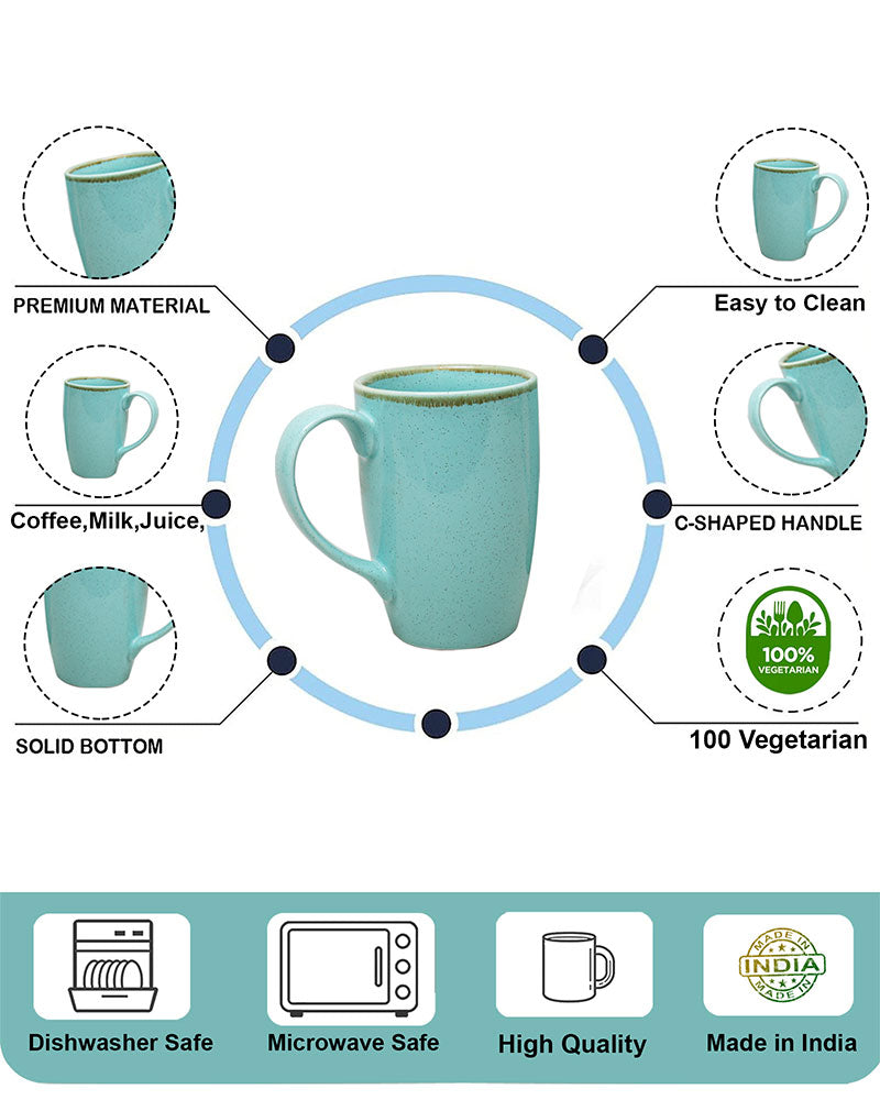 Prime Morning Tea Coffee Cappuccino  Milk Mug, 300 ml, Set of 4