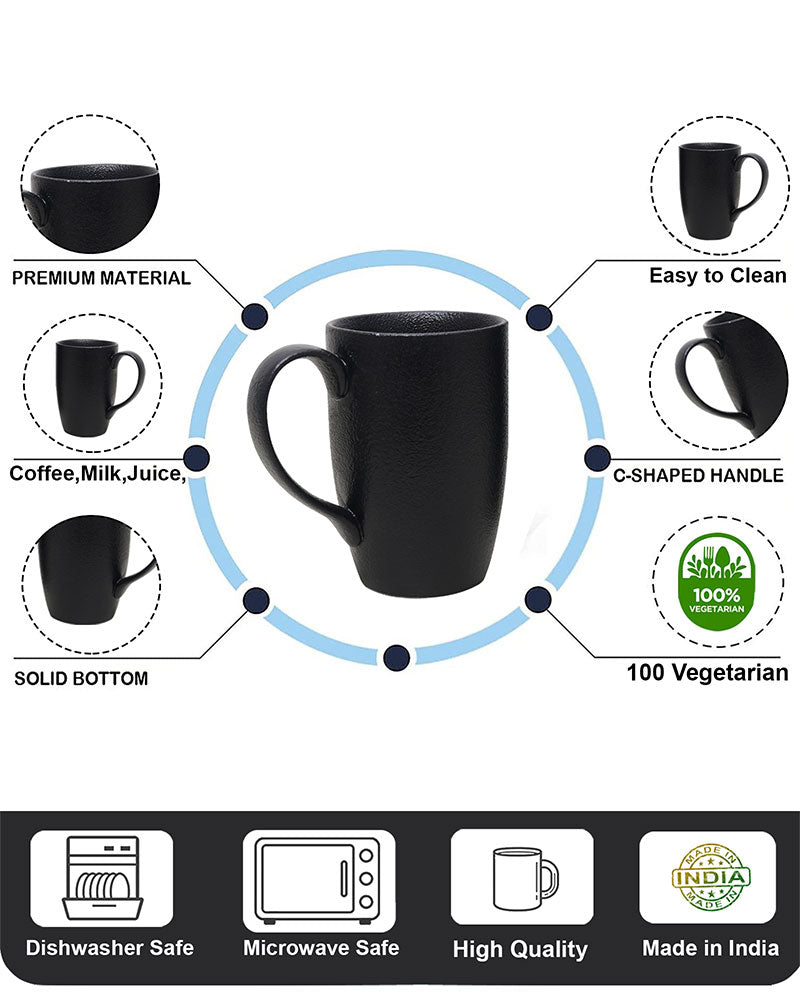 Prime Morning Tea Coffee Cappuccino  Milk Mug, 300 ml, Set of 4