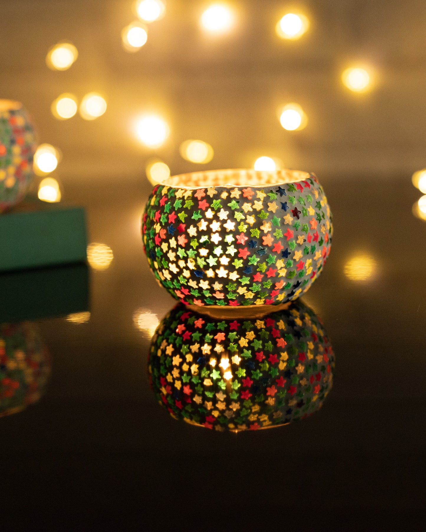 Moroccan White Glass Star Mosaic Candle Holder, Tea Light holder Votive
