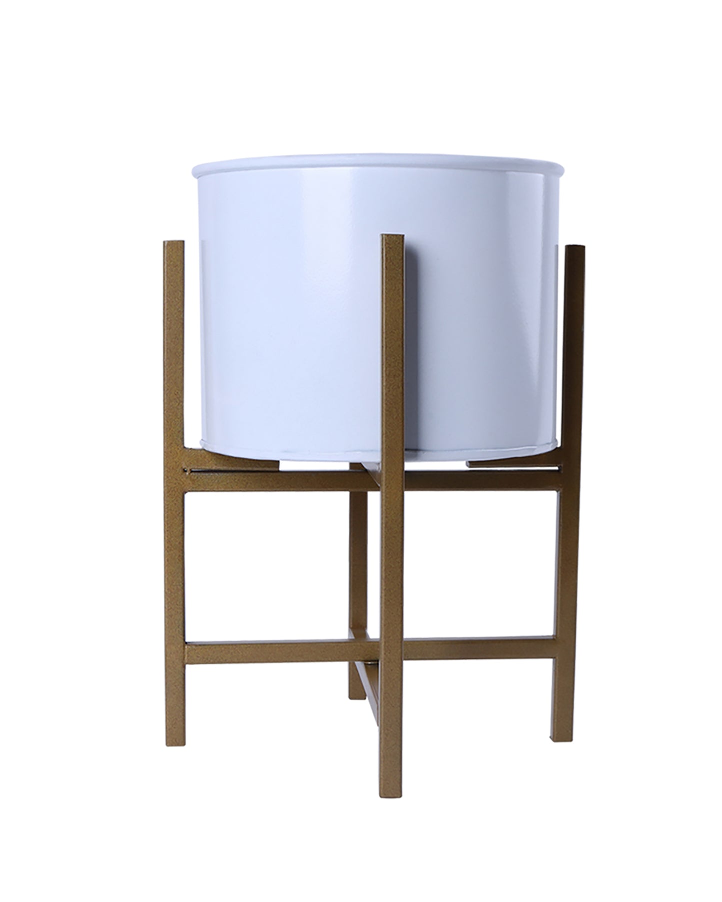13" Mid Century Golden Modern Large Planter with Stand, with Black Pot, Plant Holder for Indoor Snake Plants Flowers