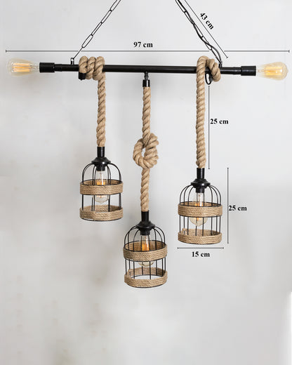 Handmade Hanging Chandelier Light, Metal Black cage 5 Light Fixture Lamp