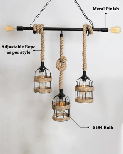 Handmade Hanging Chandelier Light, Metal Black cage 5 Light Fixture Lamp