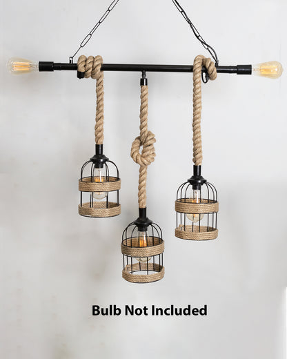 Handmade Hanging Chandelier Light, Metal Black cage 5 Light Fixture Lamp