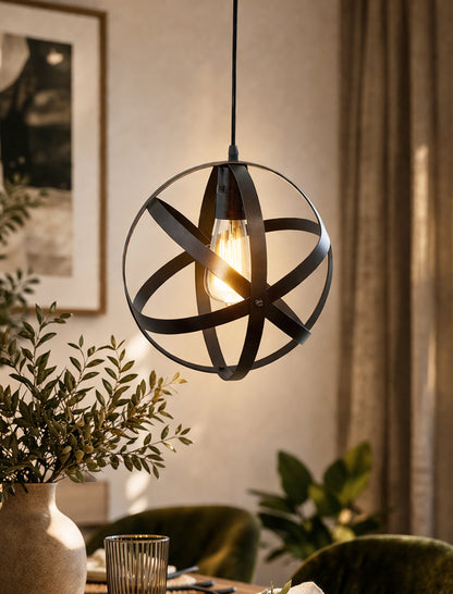 Industrial Vintage Globe Pendant Light Fixture, Changeable Hanging Ceiling Light Chandelier Fixture for Kitchen, Island, Living Room, Dining Room