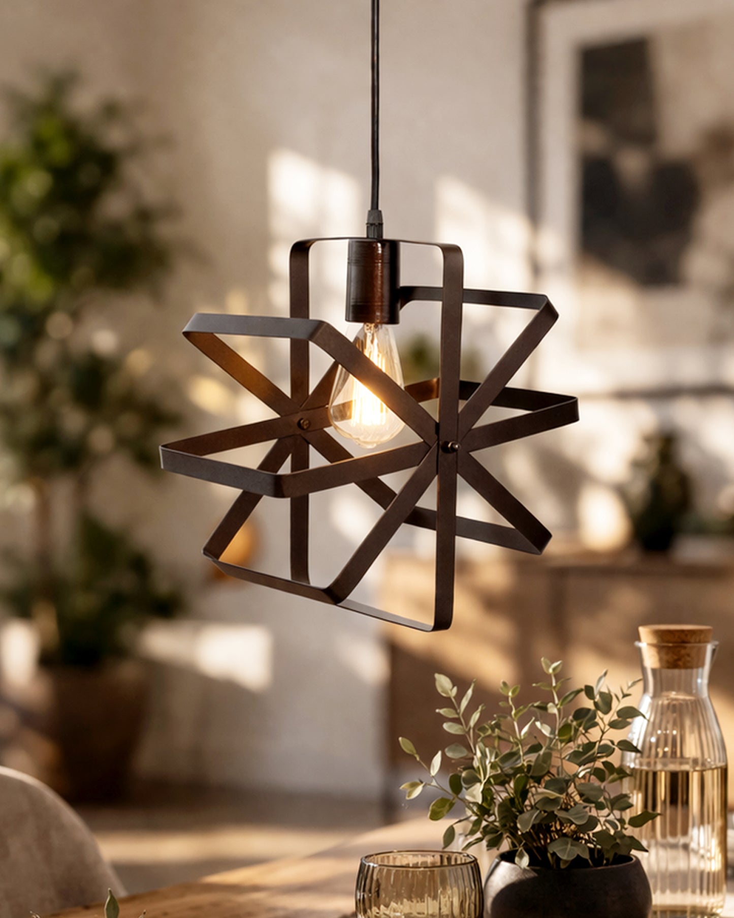 Industrial Vintage Globe Pendant Light Fixture, Changeable Hanging Ceiling Light Chandelier Fixture for Kitchen, Island, Living Room, Dining Room