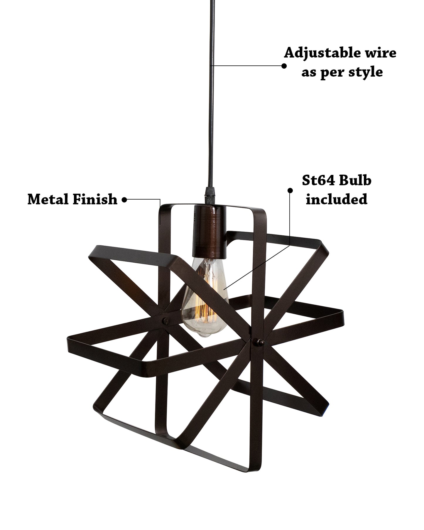Industrial Vintage Globe Pendant Light Fixture, Changeable Hanging Ceiling Light Chandelier Fixture for Kitchen, Island, Living Room, Dining Room