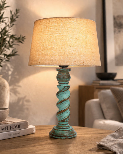 Signature Rustic Rope Algae Table Lamp With Jute Drum Shade, Farmhouse, Living Room, Bedroom, House Bedside Nightstand, Home, Office, Reading Light