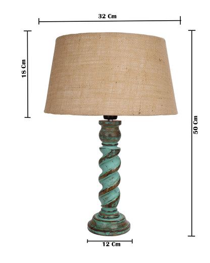 Signature Rustic Rope Algae Table Lamp With Jute Drum Shade, Farmhouse, Living Room, Bedroom, House Bedside Nightstand, Home, Office, Reading Light