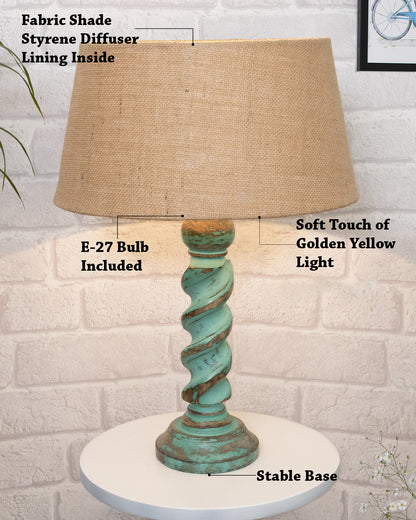 Signature Rustic Rope Algae Table Lamp With Jute Drum Shade, Farmhouse, Living Room, Bedroom, House Bedside Nightstand, Home, Office, Reading Light