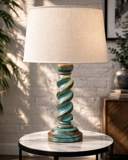 Signature Rustic Rope Algae Table Lamp With Jute Drum Shade, Farmhouse, Living Room, Bedroom, House Bedside Nightstand, Home, Office, Reading Light