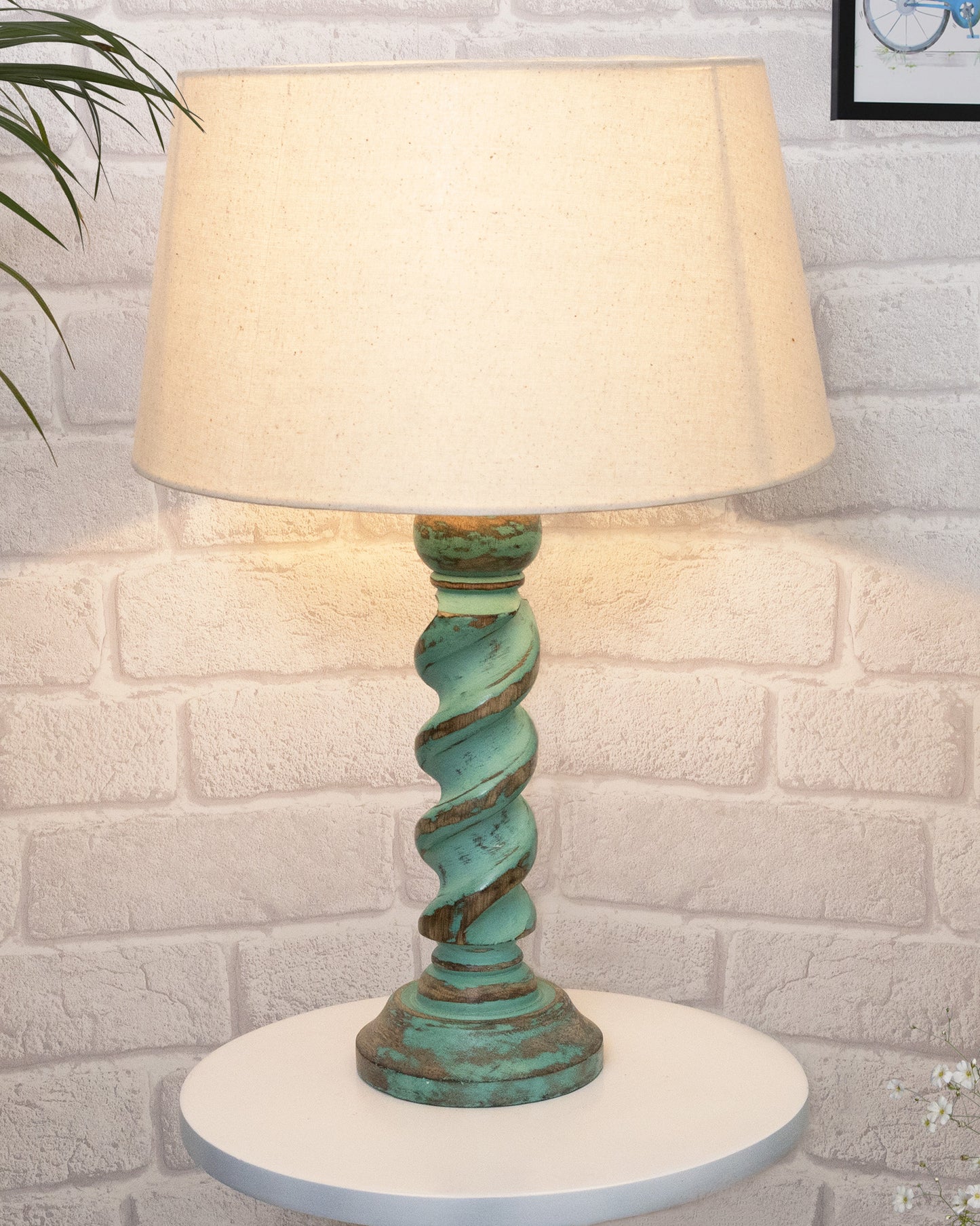 Signature Rustic Rope Algae Table Lamp With Jute Drum Shade, Farmhouse, Living Room, Bedroom, House Bedside Nightstand, Home, Office, Reading Light
