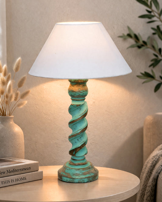 Signature Rustic Rope Algae Table Lamp With White Cone Shade, Farmhouse, Living Room, Bedroom, House Bedside Nightstand, Home, Office, Reading Light