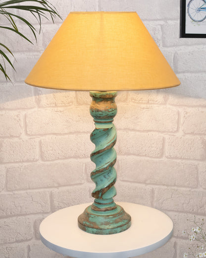 Signature Rustic Rope Algae Table Lamp With White Cone Shade, Farmhouse, Living Room, Bedroom, House Bedside Nightstand, Home, Office, Reading Light