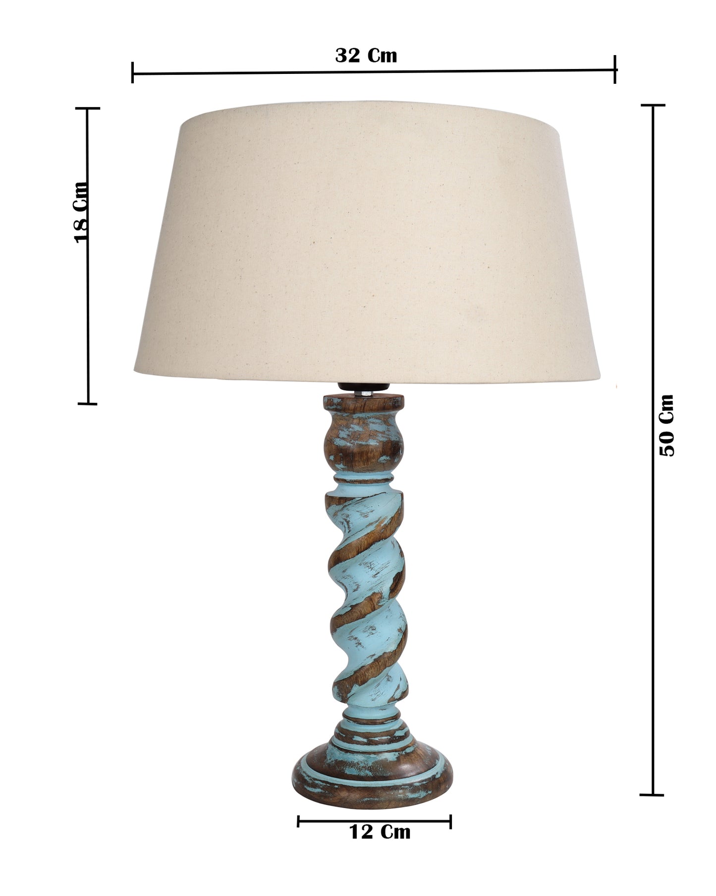 Signature Rustic Rope Distress Blue Table Lamp With Jute Drum Shade, farmhouse Living Room Bedroom House Bedside Nightstand Home Office Reading Light