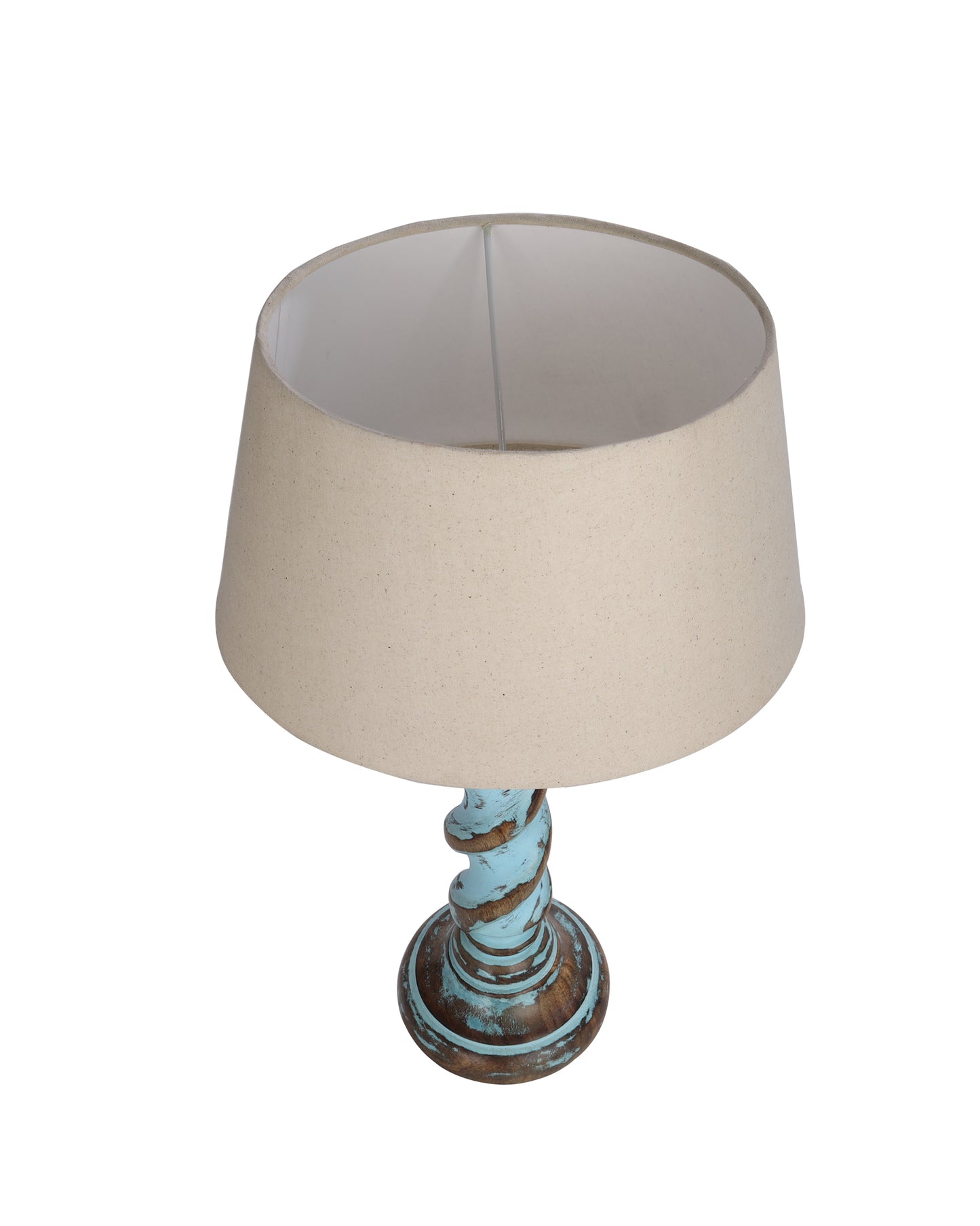 Signature Rustic Rope Distress Blue Table Lamp With Jute Drum Shade, farmhouse Living Room Bedroom House Bedside Nightstand Home Office Reading Light