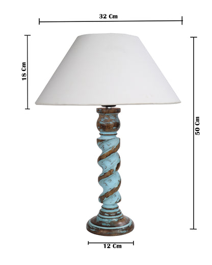 Signature Rustic Rope Distress Blue Table Lamp With Jute Drum Shade, farmhouse Living Room Bedroom House Bedside Nightstand Home Office Reading Light