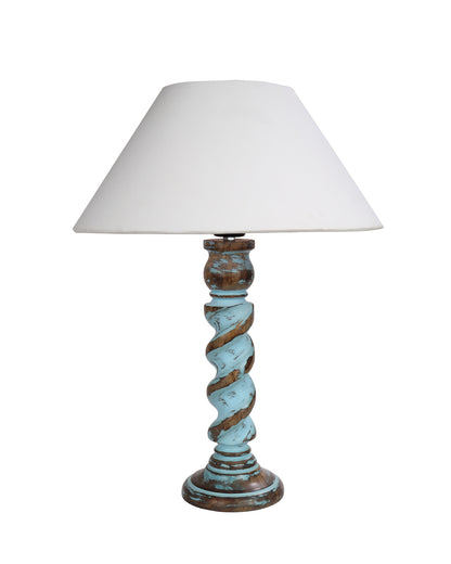 Signature Rustic Rope Distress Blue Table Lamp With Jute Drum Shade, farmhouse Living Room Bedroom House Bedside Nightstand Home Office Reading Light