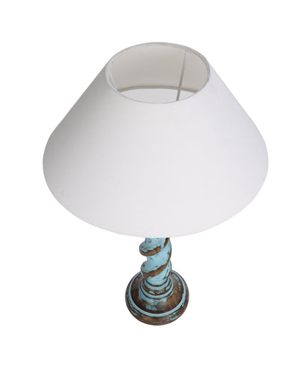 Signature Rustic Rope Distress Blue Table Lamp With Jute Drum Shade, farmhouse Living Room Bedroom House Bedside Nightstand Home Office Reading Light
