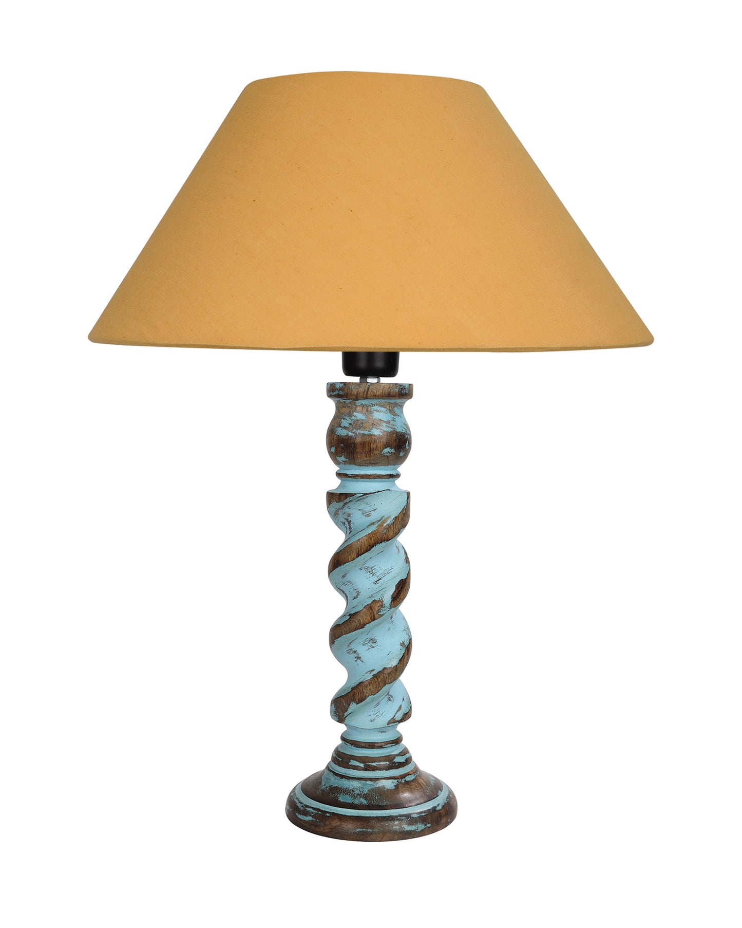 Signature Rustic Rope Distress Blue Table Lamp With Jute Drum Shade, farmhouse Living Room Bedroom House Bedside Nightstand Home Office Reading Light