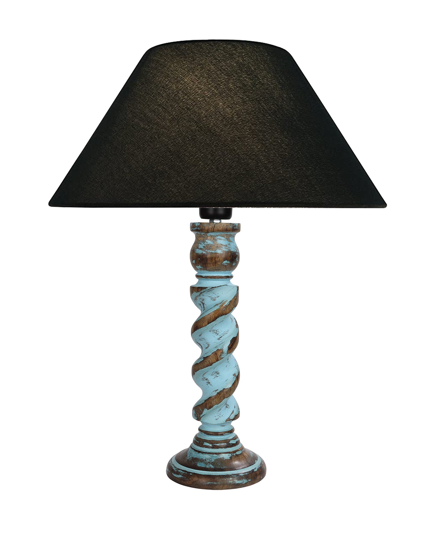 Signature Rustic Rope Distress Blue Table Lamp With Jute Drum Shade, farmhouse Living Room Bedroom House Bedside Nightstand Home Office Reading Light