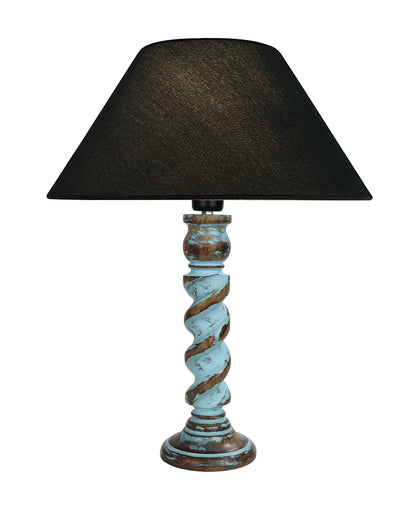 Signature Rustic Rope Distress Blue Table Lamp With Jute Drum Shade, farmhouse Living Room Bedroom House Bedside Nightstand Home Office Reading Light