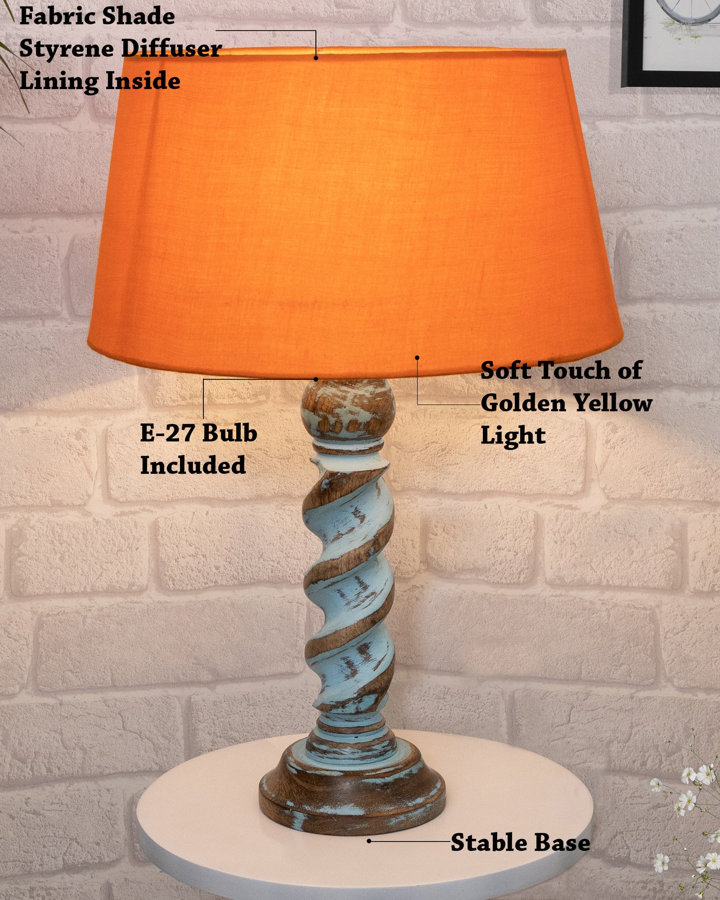Signature Rustic Rope Distress Blue Table Lamp With Jute Drum Shade, farmhouse Living Room Bedroom House Bedside Nightstand Home Office Reading Light