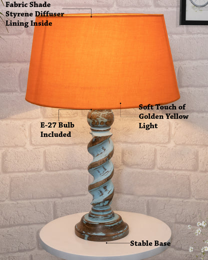 Signature Rustic Rope Distress Blue Table Lamp With Jute Drum Shade, farmhouse Living Room Bedroom House Bedside Nightstand Home Office Reading Light