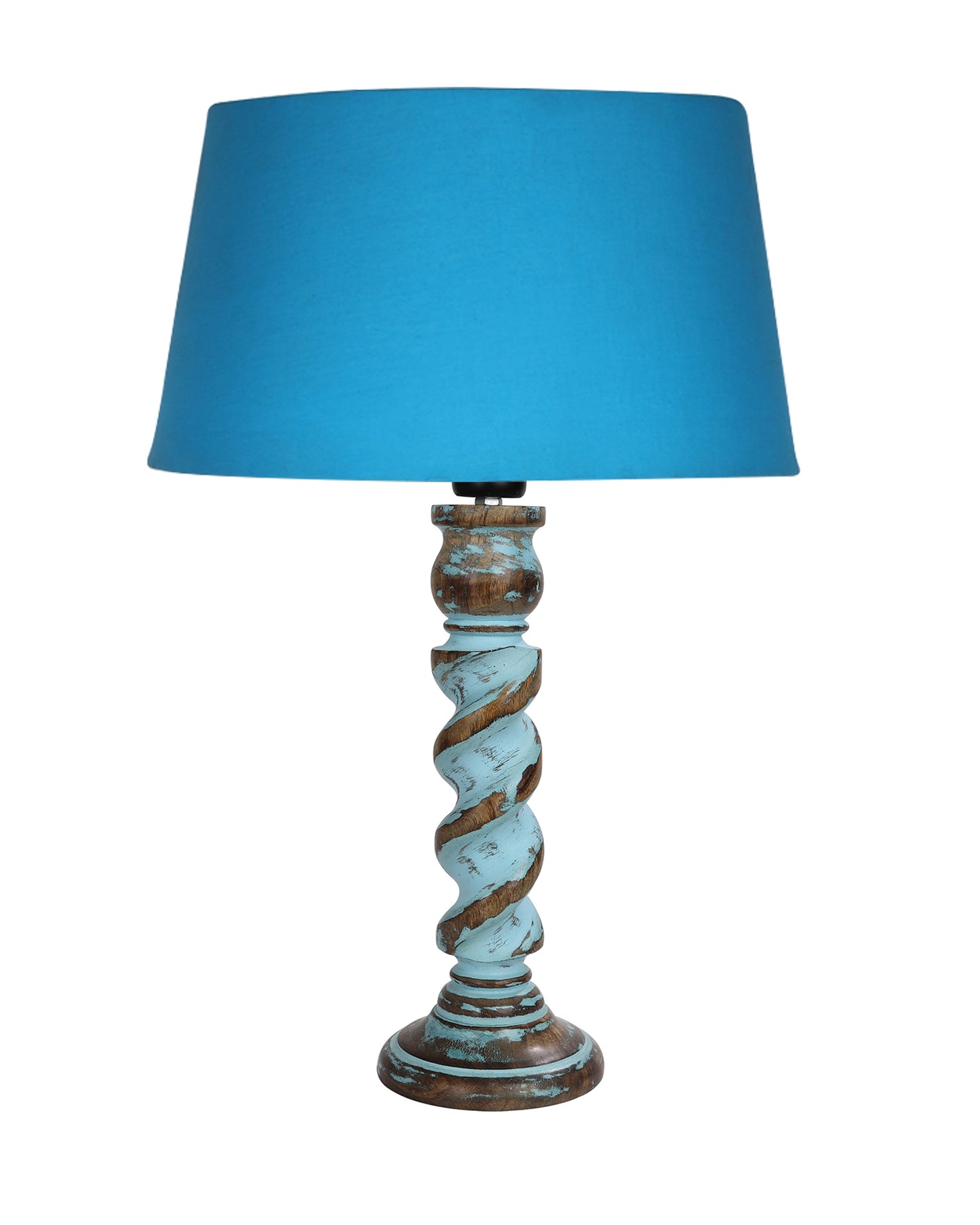 Signature Rustic Rope Distress Blue Table Lamp With Jute Drum Shade, farmhouse Living Room Bedroom House Bedside Nightstand Home Office Reading Light
