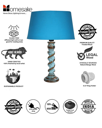 Signature Rustic Rope Distress Blue Table Lamp With Jute Drum Shade, farmhouse Living Room Bedroom House Bedside Nightstand Home Office Reading Light