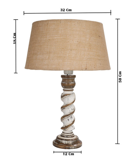 Signature Rustic Rope Whitewash Table Lamp With Jute Drum Shade, farmhouse Living Room Bedroom House Bedside Nightstand Home Office Reading Light