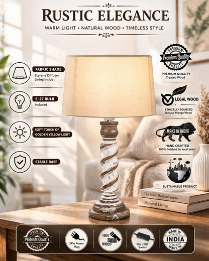 Signature Rustic Rope Whitewash Table Lamp With Jute Drum Shade, farmhouse Living Room Bedroom House Bedside Nightstand Home Office Reading Light