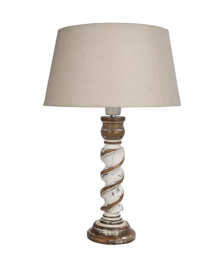 Signature Rustic Rope Whitewash Table Lamp With Jute Drum Shade, farmhouse Living Room Bedroom House Bedside Nightstand Home Office Reading Light