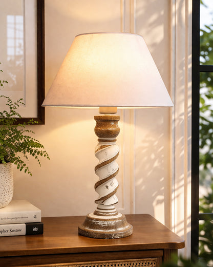 Signature Rustic Rope Whitewash Table Lamp With Jute Drum Shade, farmhouse Living Room Bedroom House Bedside Nightstand Home Office Reading Light