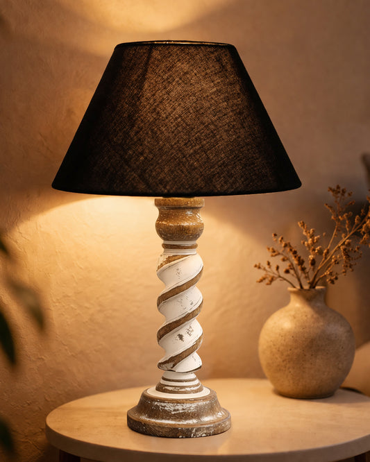 Signature Rustic Rope Whitewash Table Lamp With Jute Drum Shade, farmhouse Living Room Bedroom House Bedside Nightstand Home Office Reading Light