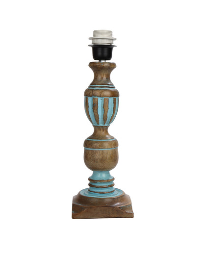 Rustic Distress Blue French Trophy Carved Table lamp with Empire Jute Shade