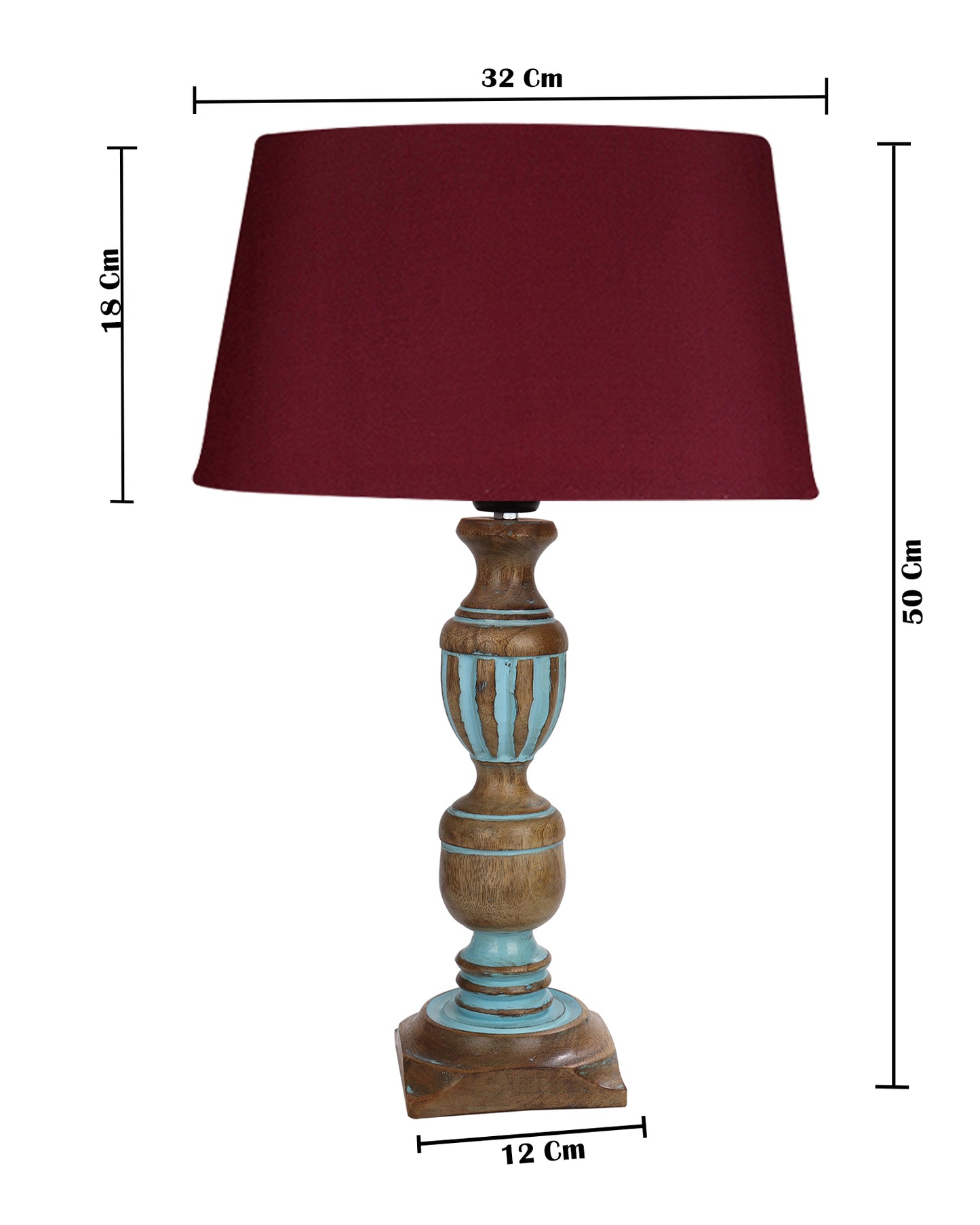 Rustic Distress Blue French Trophy Carved Table lamp with Empire Jute Shade