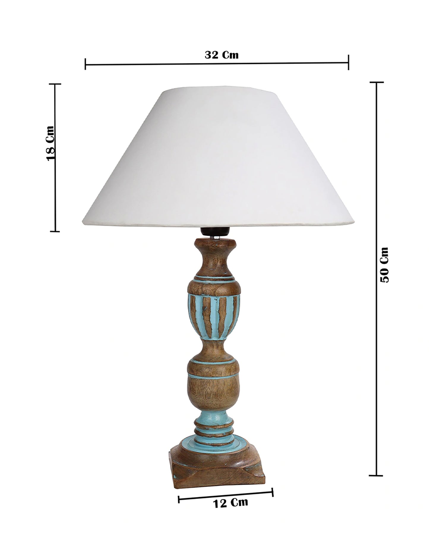 Rustic Distress Blue French Trophy Carved Table lamp with Empire Jute Shade