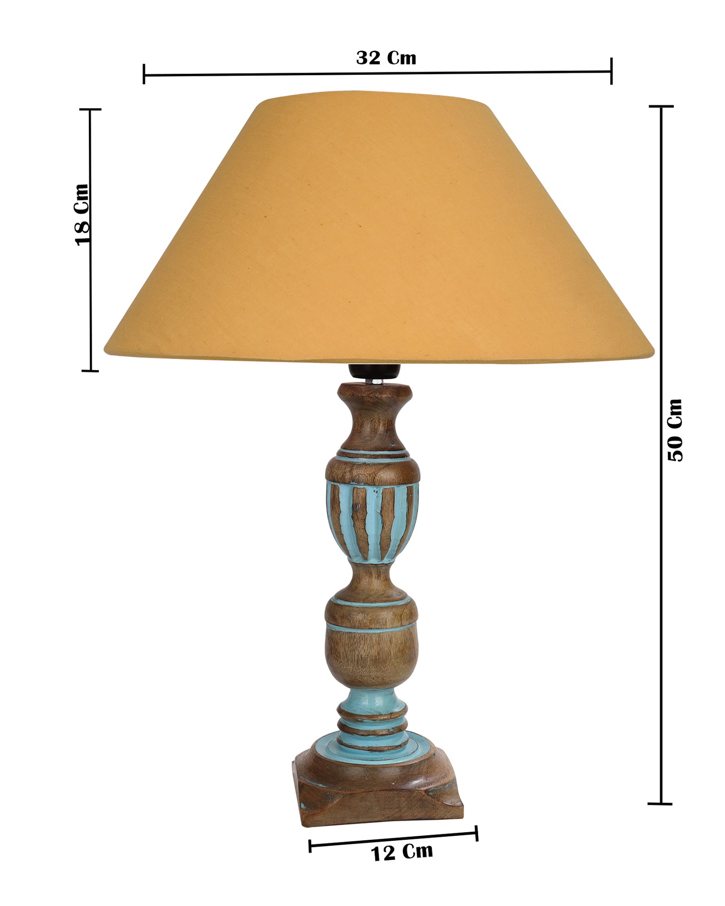 Rustic Distress Blue French Trophy Carved Table lamp with Empire Jute Shade