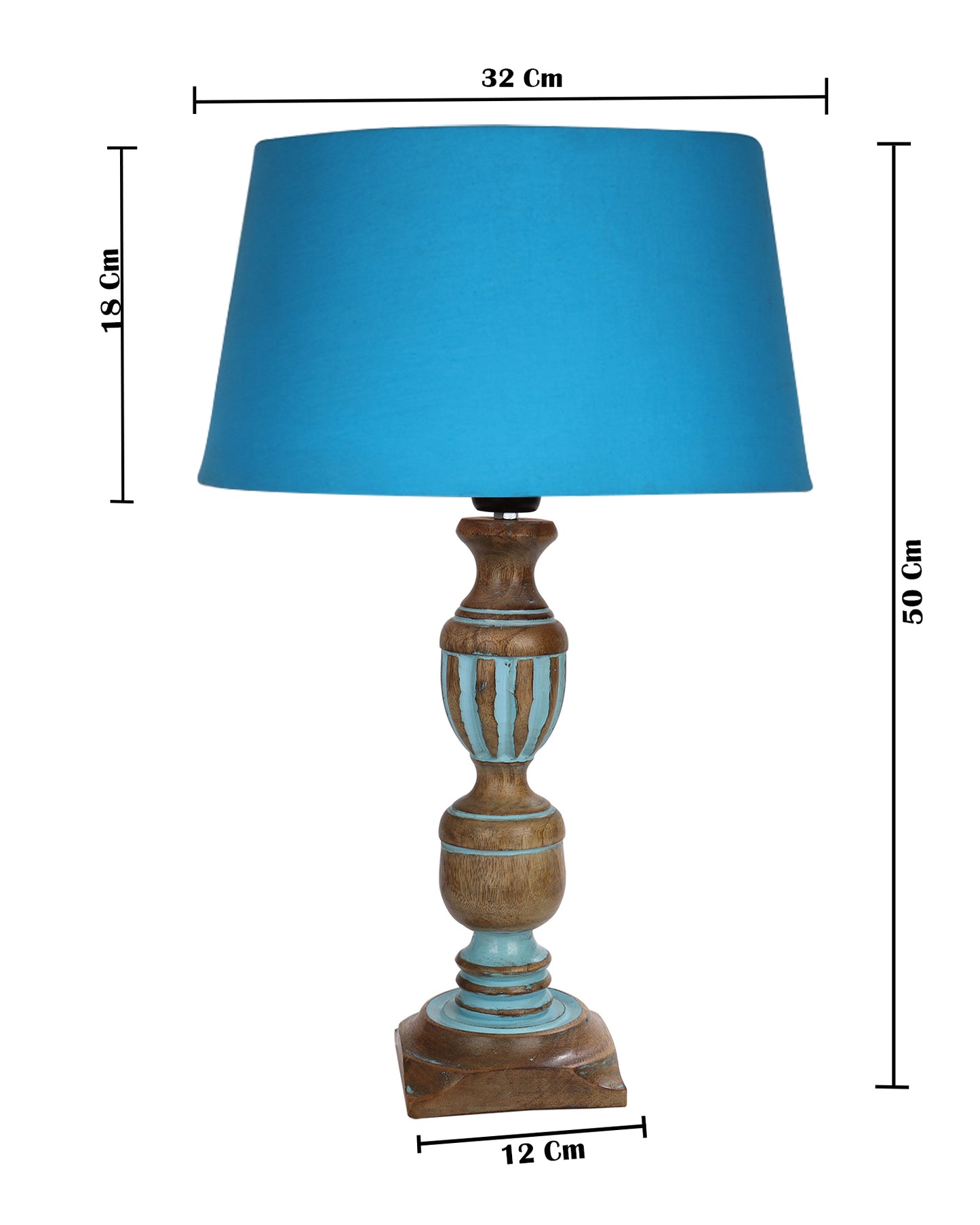 Rustic Distress Blue French Trophy Carved Table lamp with Empire Jute Shade