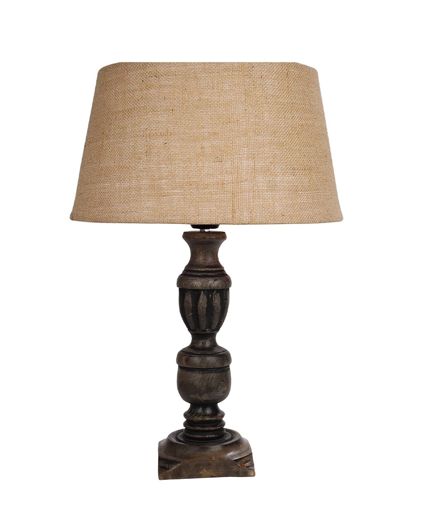 Rustic Antique Black French Trophy Carved Table lamp with Empire shade