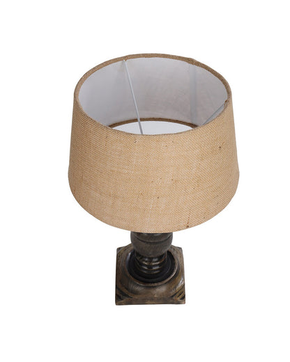 Rustic Antique Black French Trophy Carved Table lamp with Empire shade