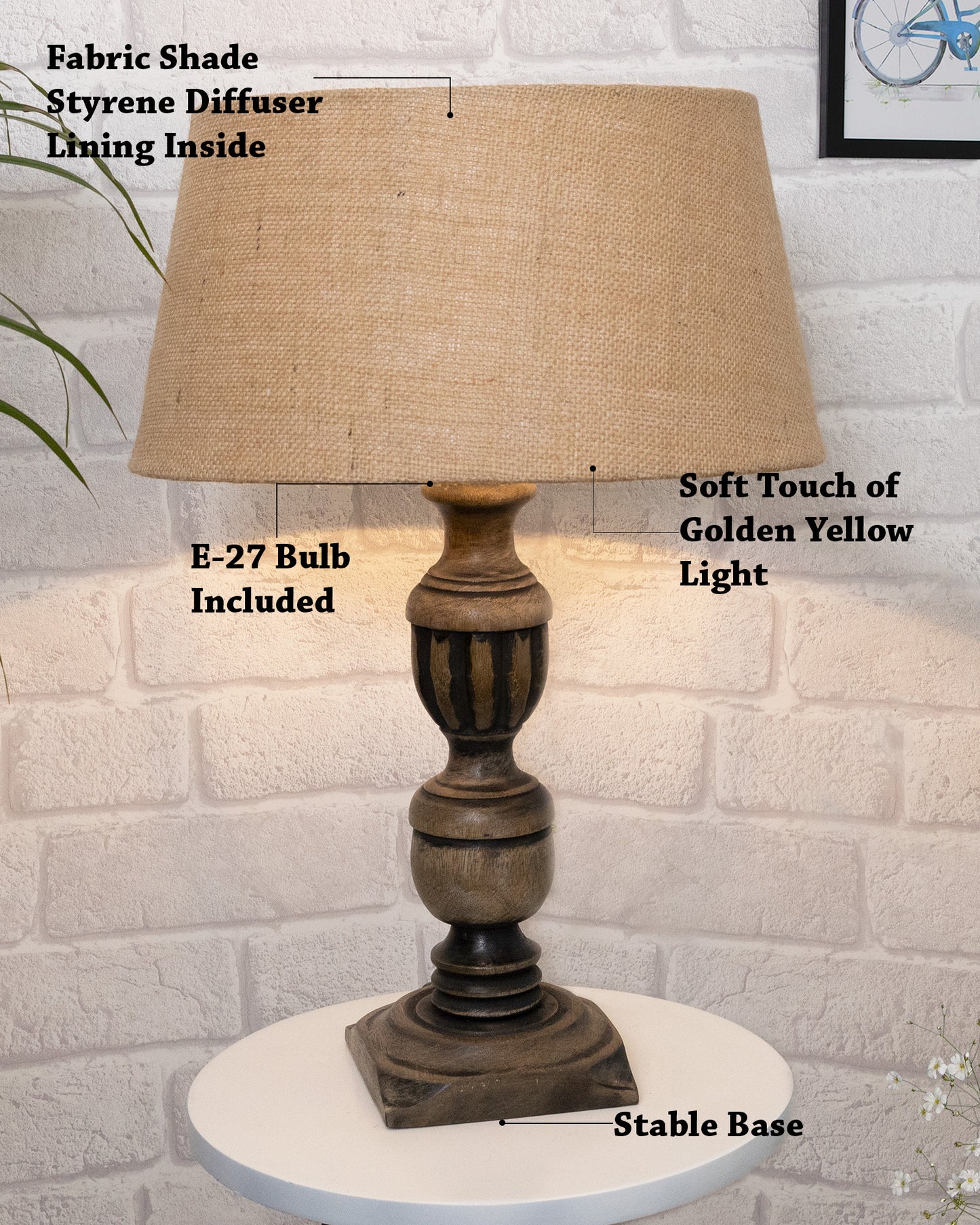 Rustic Antique Black French Trophy Carved Table lamp with Empire shade