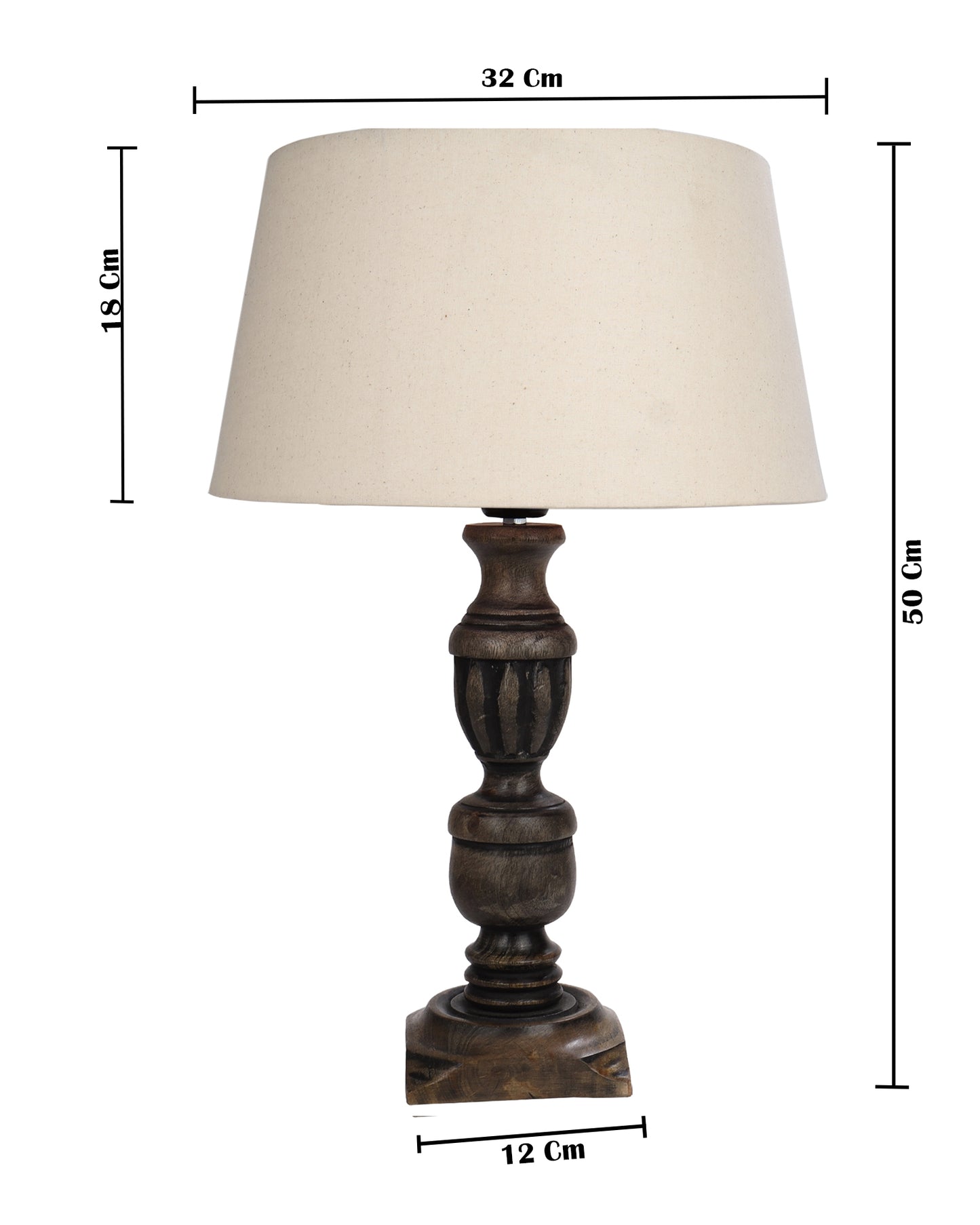 Rustic Antique Black French Trophy Carved Table lamp with Empire shade