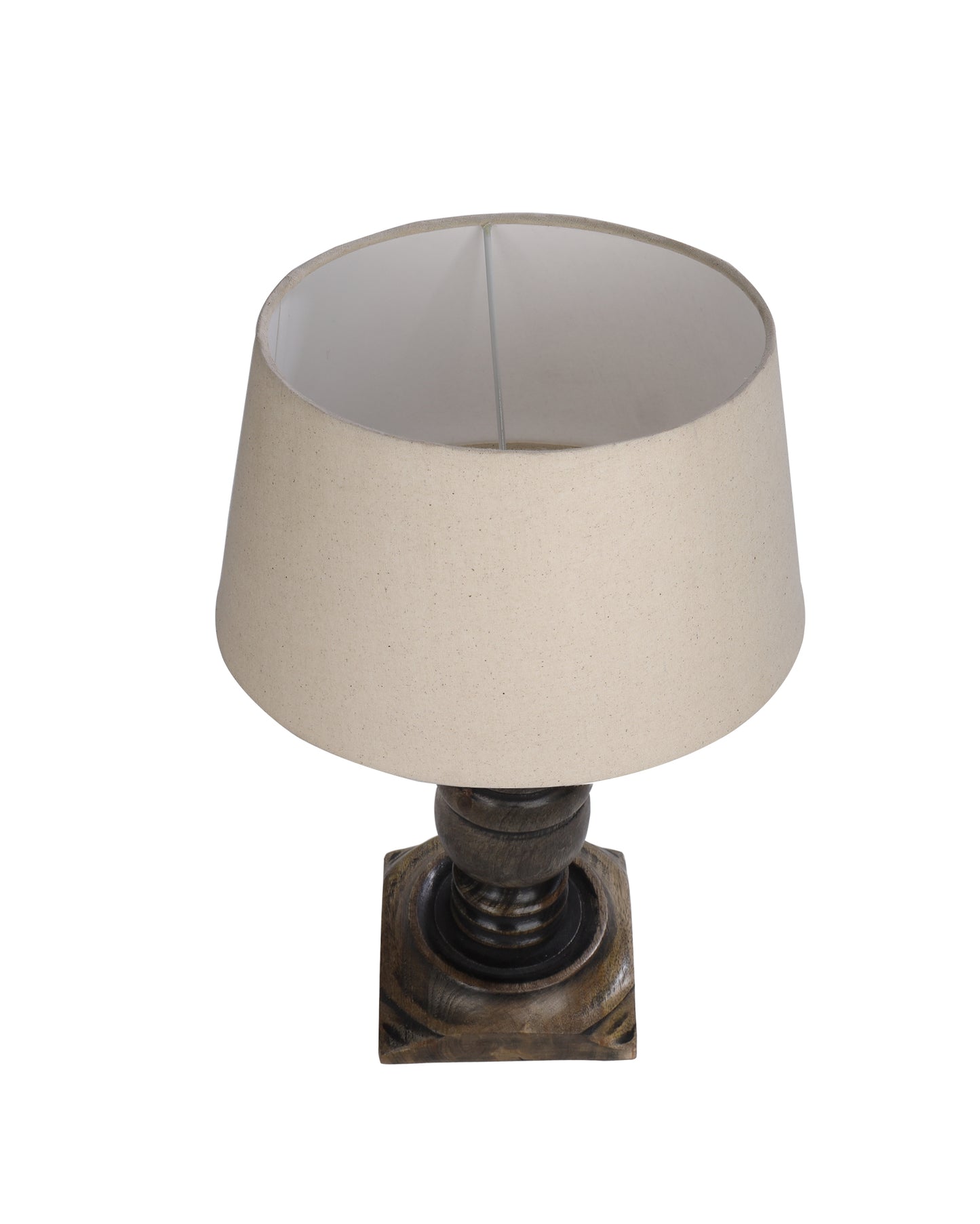 Rustic Antique Black French Trophy Carved Table lamp with Empire shade
