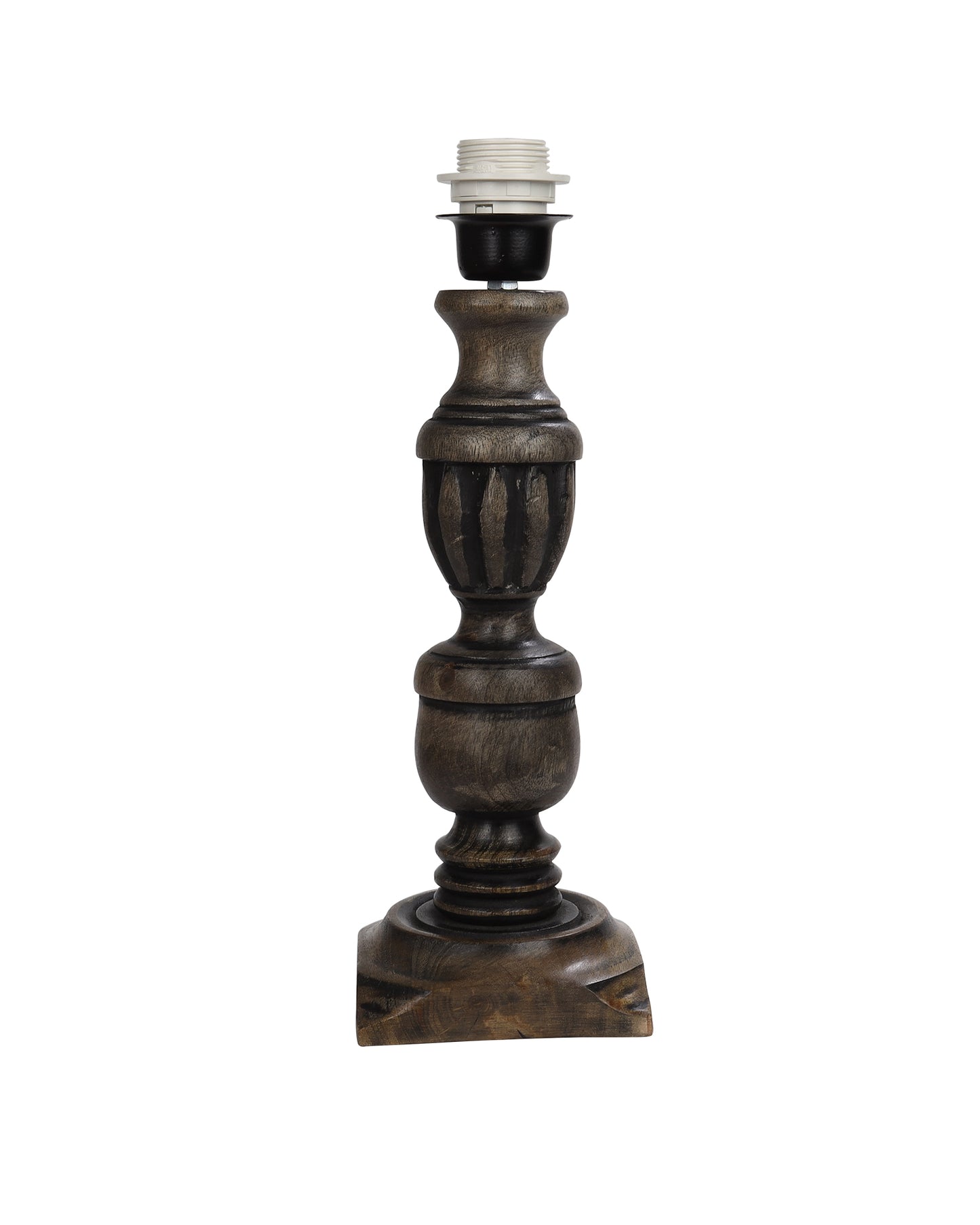 Rustic Antique Black French Trophy Carved Table lamp with Empire shade